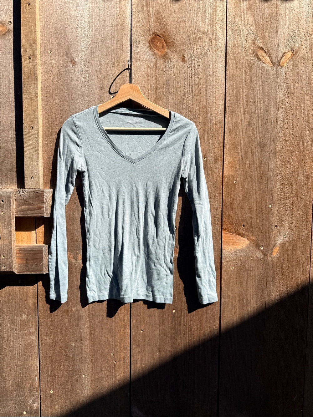 Eddie Bauer Long-Sleeve V-Neck Top in Sage Green